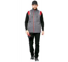 Жилет мужской утепленный рабочий "Авангард" серый-красный